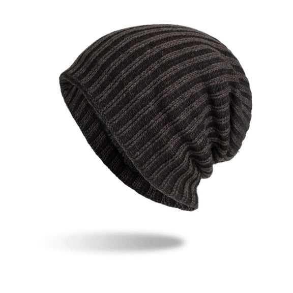 Holzkary Winter Hats for Men Women Fleece Lined Beanie Warm Cuffed Soft Knit Outdoor Skull Cap Stripe Hat Winter Plus Velvet Hat Outdoor Cycling Warmth Unsix Hood Ski Hat Black One Size