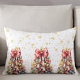 thumbnail image 3 of Christmas Throw Pillow Cover,Watercolor Xmas Tree Bow Decor Gold Snowflake Rectangle Decorative Pillow Case Protector Soft Cushion Cover Lumbar Pillowcase for Couch Sofa Bedroom Car Decor 20x30 Inch, 3 of 8