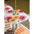 thumbnail image 2 of Outdoor Tablecloth with Umbrella Hole for Patio/Picnic/Party/Camping, Pink Yellow Daisies Waterproof Table Cloth Square Cover Washable, Farmhouse Country Floral Gray Wood (60"x 60"), 2 of 9