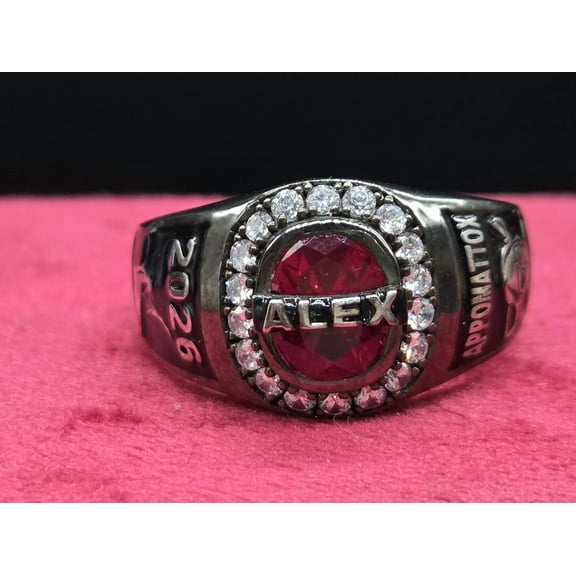 Customized Class Rings CZ Cushion Gemstone High School or College Graduation Bands -925 Sterling Silver