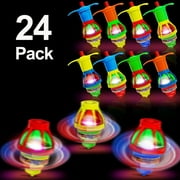 NBPOWER 24 Pack LED Light Up UFO Spinning Tops Fidget Toys for Kids Halloween Party Favors Stress Relief Toys Gyroscope Flashing Lights Glow in The Dark Party Supplies Birthday Gift
