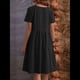 thumbnail image 5 of Vestido Camisero de y Algodón de Verano para Mujer, Informal, Holgado, con Cuello Redondo, Corta, Midi y Bolsillos Negro XL, 5 of 7