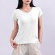 thumbnail image 2 of Mujeres Manga Corta Tops Casual, Color Sólido Cuello en V, Camiseta Casa Blusas para Mujeres, 2 of 7