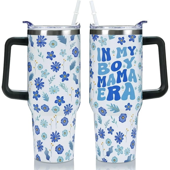 Boy Mom Tumbler 40 Oz, Birthday Gift Christmas Mothers Day Gifts for Boy Mama, Boy Mom Cup Coffee Mug Stainless Steel 40 Oz Tumbler with Handle and Straw