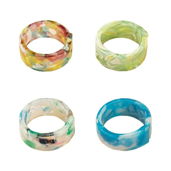 4 anillos de resina sencillos y modernos para dedo, decoración unisex, regalo de joyería