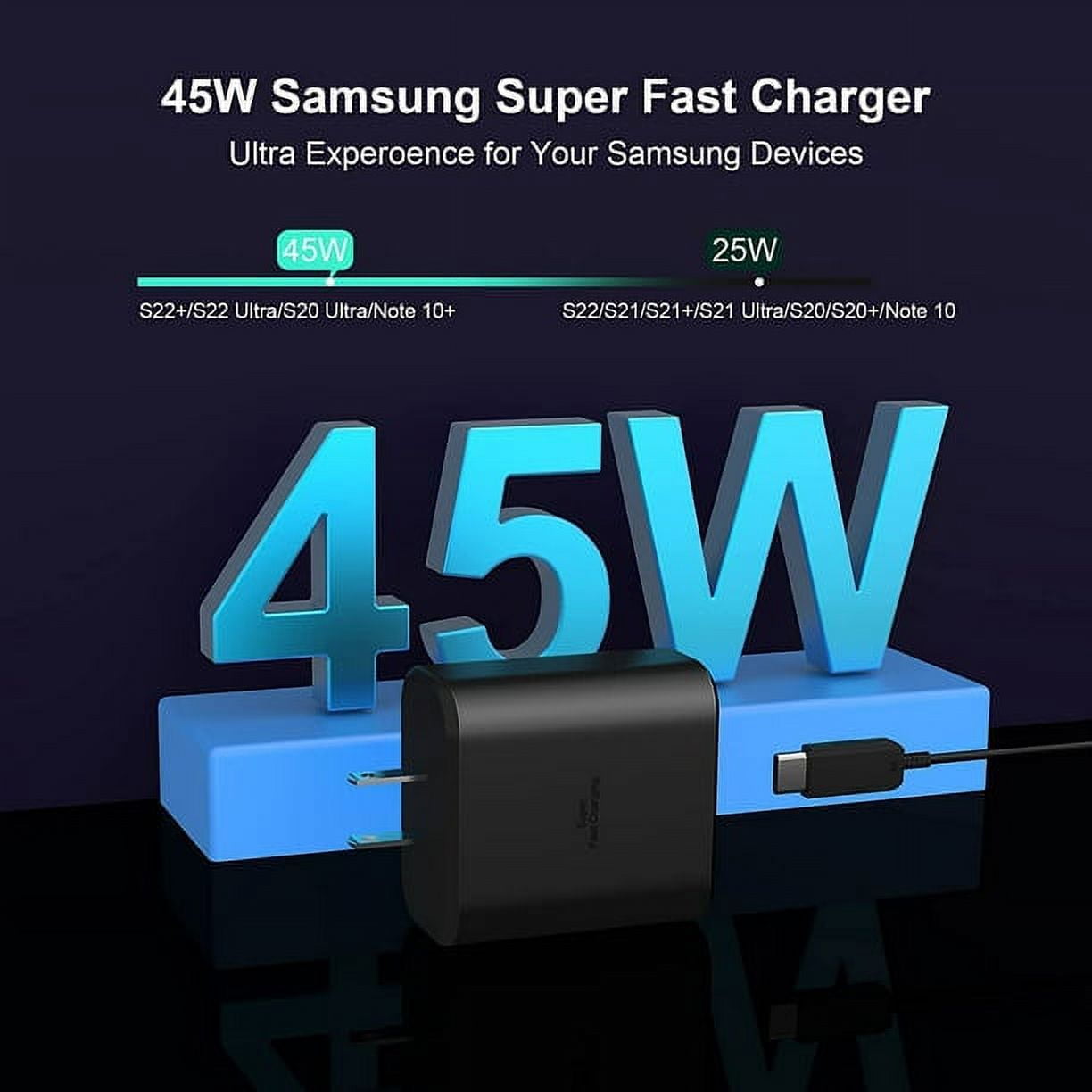 45W USB C Fast Charger for Samsung Charger Type C, PD Charger for Samsung Chromebook Plus Pro Galaxy Book Type-C Wall Charger Adapter, PPS Charger USB-C for Samsung Phone Charger Fast Charging Cord