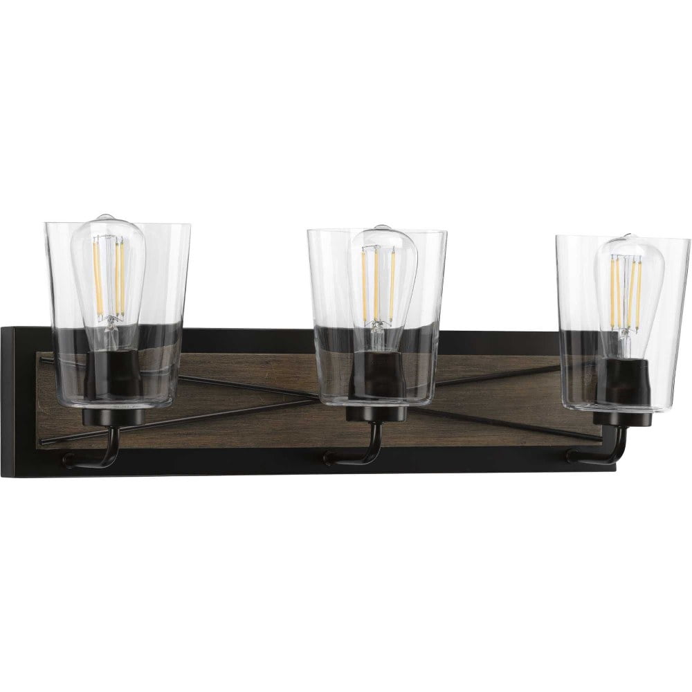 Briarwood Collection 3-Light Graphite Clear Glass Coastal Bath Vanity Light