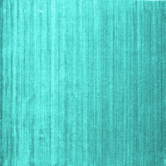 Ahgly Company Machine Washable Indoor Square Abstract Turquoise Blue Contemporary Area Rugs, 5' Square