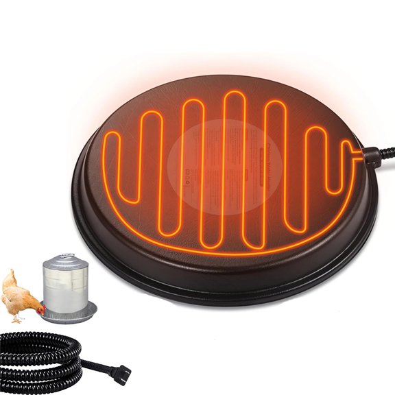 Chicken Water Heater - No Freeze Poultry Waterer Base, 80W Heated Chicken Waterer with Thermostat, Chicken Water Heater Base for Outdoor Chicken Coop, Duck & Bird Bath, Anti-Bite Cord