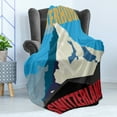 thumbnail image 4 of Switzerland Soft Flannel Fleece Throw Blanket, Mount Matterhorn Monte Cervino Peak Silhouette Poster Design, Cozy Plush for Indoor and Outdoor Use, 50" x 70", Yellow Blue, by Ambesonne, 4 of 5