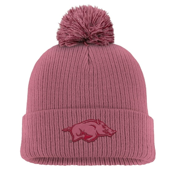 Men's Nike Pink Arkansas Razorbacks Tonal Peak Cuffed Knit Hat with Pom
