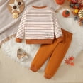 thumbnail image 5 of JTieacloth Boys Top and Shorts Sets Boys Outfits Long Sleeve Striped Sweatshirt And Casual Pants Two Piece Set For Fall Winter Holiday ,Sizes 4-5 Years(Brown), 5 of 6