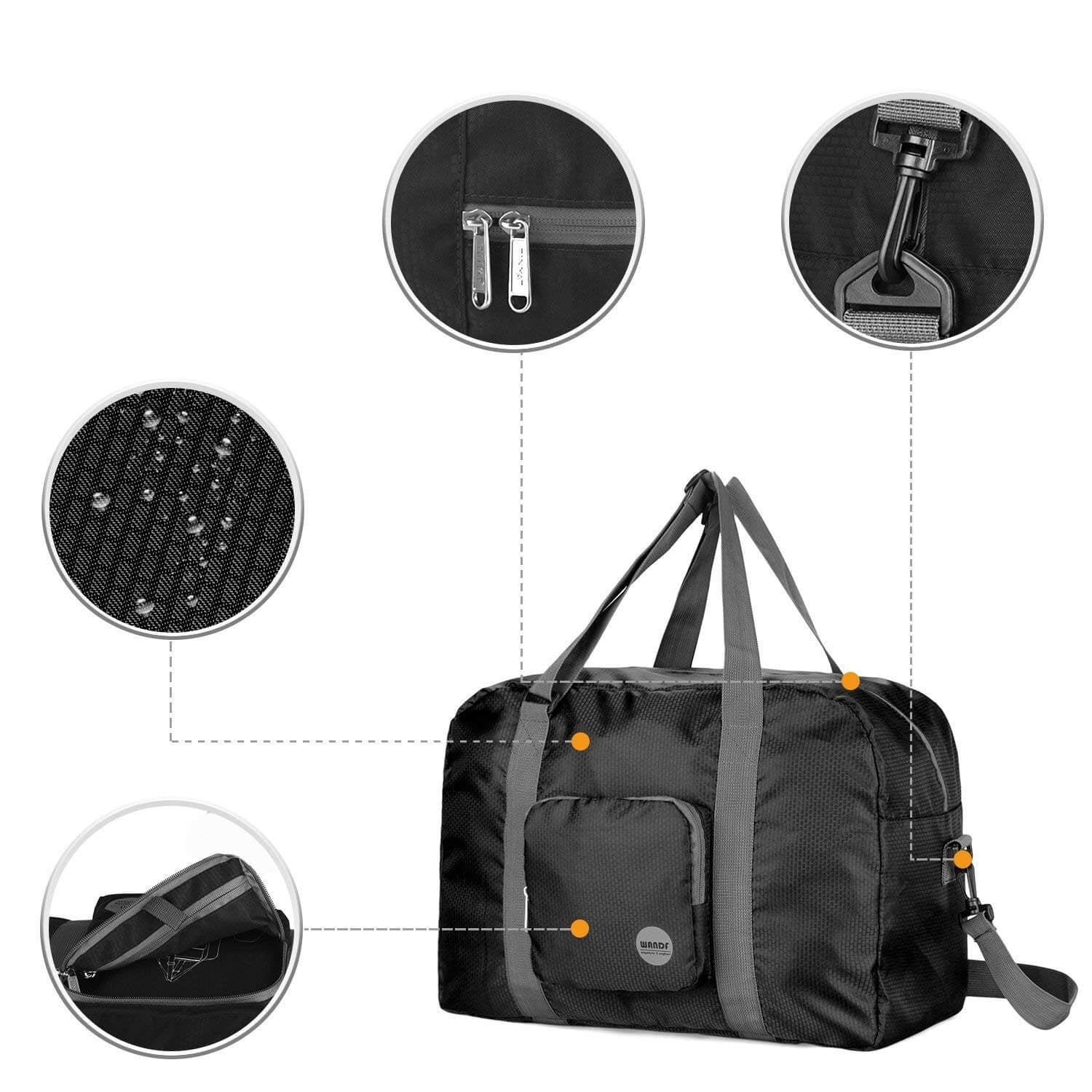 wandf foldable travel duffel bag