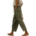 thumbnail image 3 of Futezty Women Linen Capri Pants with Drawstring Petite Beachwear Lightweight Elastic Waist Pants Solid Lace Up Trouser Pant Casual Baggy Elastic Waist Trouser Wide Leg Pant With Pocket Fashion Pant, 3 of 7