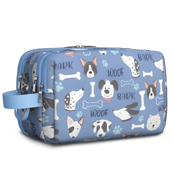 Toiletries Bag,Dog with Woof and Bark Mens Womens Toiletry Bag Bathroom Bag,Waterproof Toiletry Travel Bag Dopp Kit Shaving Bag 11x6.3x5.1 Inch
