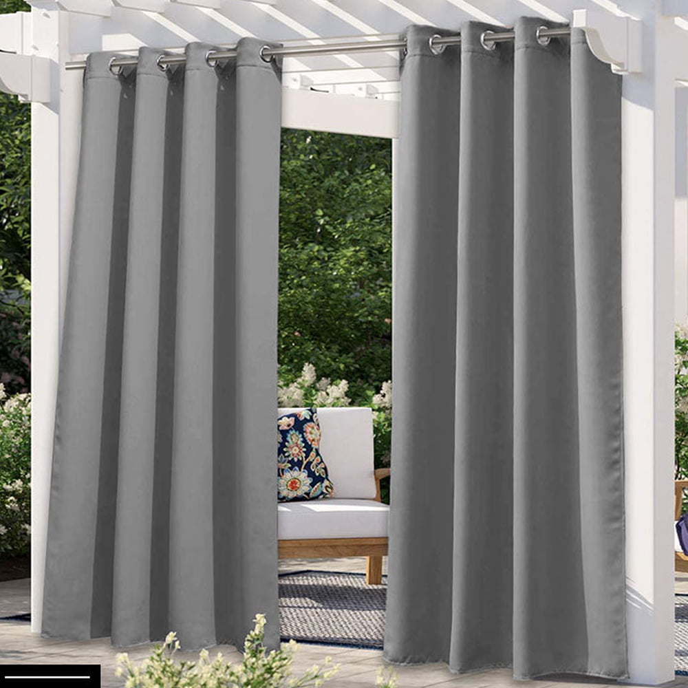 Patio Outside Curtains with Rope Tiebacks Sold in Pair, 54 inches by 84 Inch, White Waterproof Semitransparent Voile Outdoor Curtains for Porch NICETOWN Sheer Outdoor Curtain Panels 