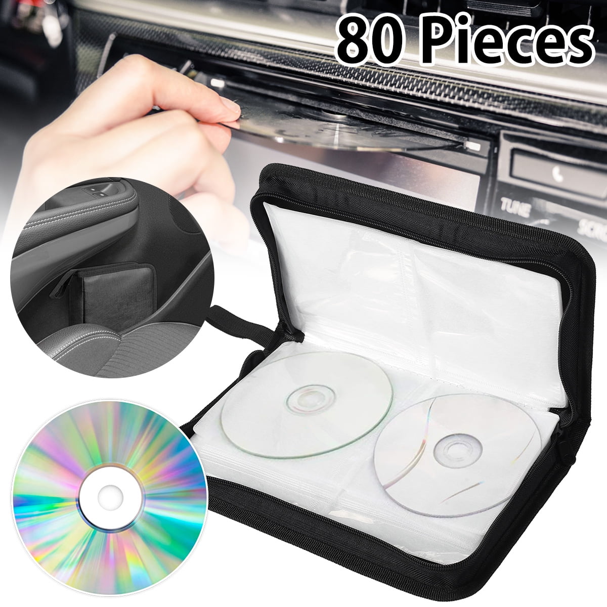 Bageek CD Carrying Case Large Capacity Portable Denim Discs Storage Case CD Organizer for Car 