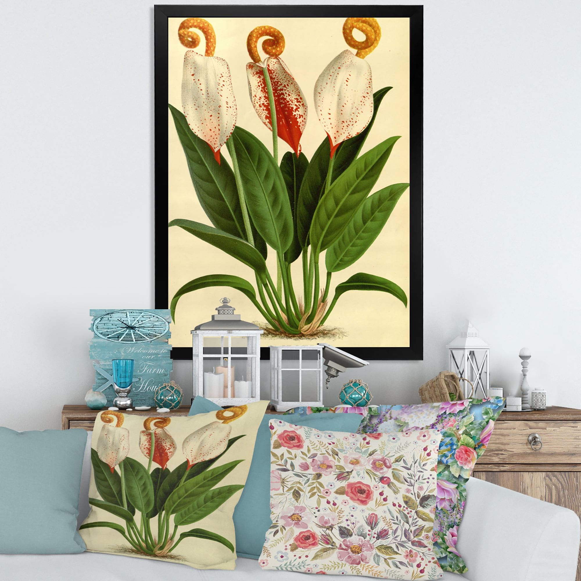 Designart 'Retro Wildflowers' Farmhouse Framed Art Print
