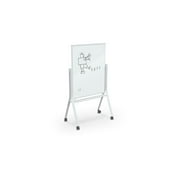 MooreCo Visionary Curve Glass Mobile Dry-Erase Whiteboard Metal Frame 4' x 3' (74957-WHITE)