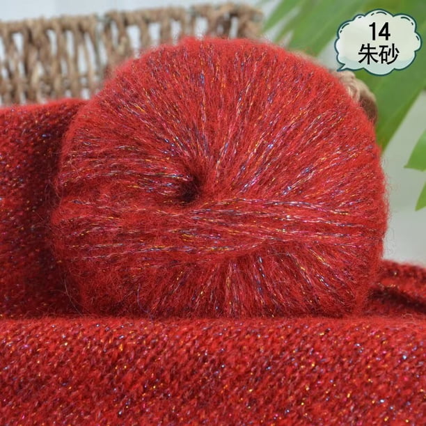 Nvzi Hilo de lana mohair premium para tejer - 1 rollo rojo. Hilos para ganchillo, suaves y duraderos, ideales para proyectos de manualidades, pertenecen a la categoría de hilos, fáciles de tejer.