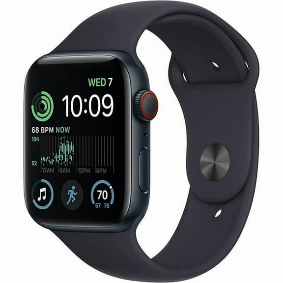 Restored Apple Watch SE 2nd Gen (GPS)   Cellular 44mm Midnight Aluminum Case with Black Sport Band (Refurbished)