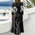 thumbnail image 6 of Women's 3/4 Length Sleeve Halloween Dresses V-Neck A-Line Swing Knee Length Wrap Dress for Halloween Party Fall Clothes, 6 of 6