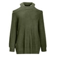 thumbnail image 5 of XFLWAM Womens Cold Shoulder Knit Sweaters Long Sleeve Crewneck Backless Jumper Tops Green S, 5 of 7