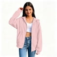thumbnail image 4 of Girls Hooded Jacket Solid Color Zip Up Hooded Jacket Long Sleeve Ribbed Cuff Casual Outerwear Tops Daily Leisure Coat for Girls with Pockets, 4 of 9
