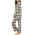 thumbnail image 5 of Fengactive Women's 2-Piece Checkered Pajama Set Long Sleeve V-Neck Top with Contrast Trim and Loose Pants Lounge Sleepwear, 5 of 7