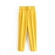 thumbnail image 5 of Cinturón adelgazante ajustado de estilo europeo y americano para mujer, pantalones casuales de cintura alta, pantalones hasta el tobillo amarillos A8GS317, 5 of 5