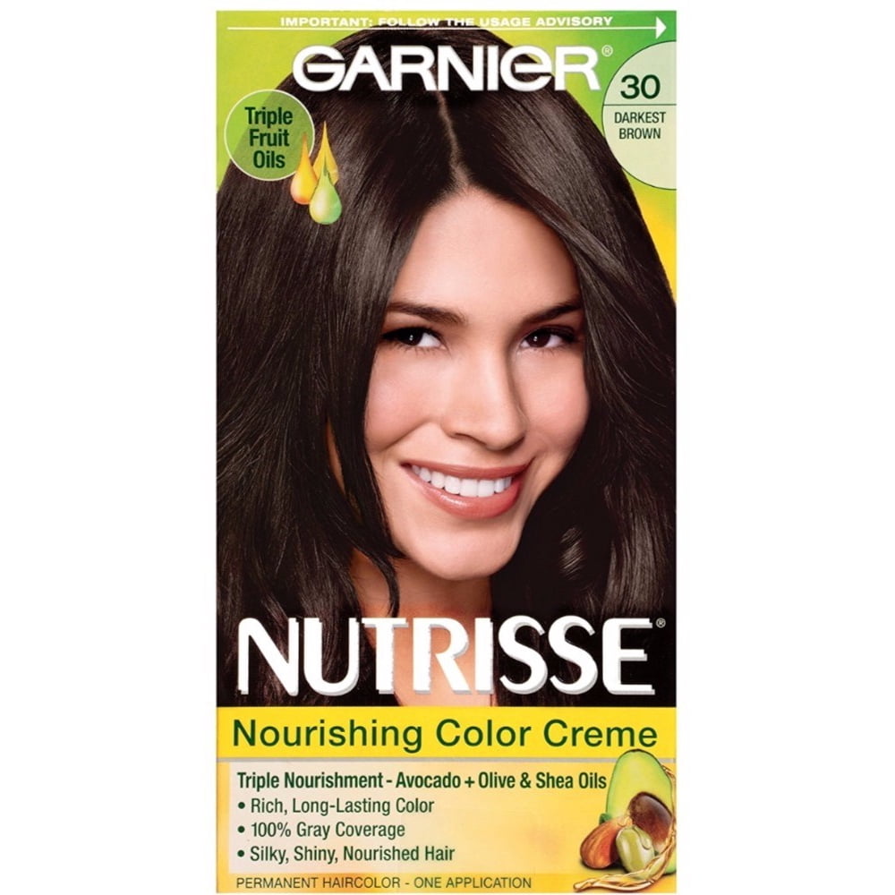 6 Pack Garnier Nutrisse Nourishing Hair Color Creme, 30 Darkest Brown