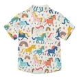 thumbnail image 2 of Dailycode Small Short Sleeve Button Down Shirts Cartoon Unicorns and Glass Casual Shirt 3-10 Years, 2 of 9