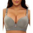 thumbnail image 1 of Camiseta Bra OYXJJP para mujer, sin costuras, con aros, 40DD, gris, 1 of 6