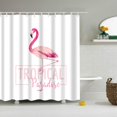thumbnail image 2 of Cortina de ducha de tela resistente al agua, panel transparente decorativo, 12 ganchos 5, 2 of 4