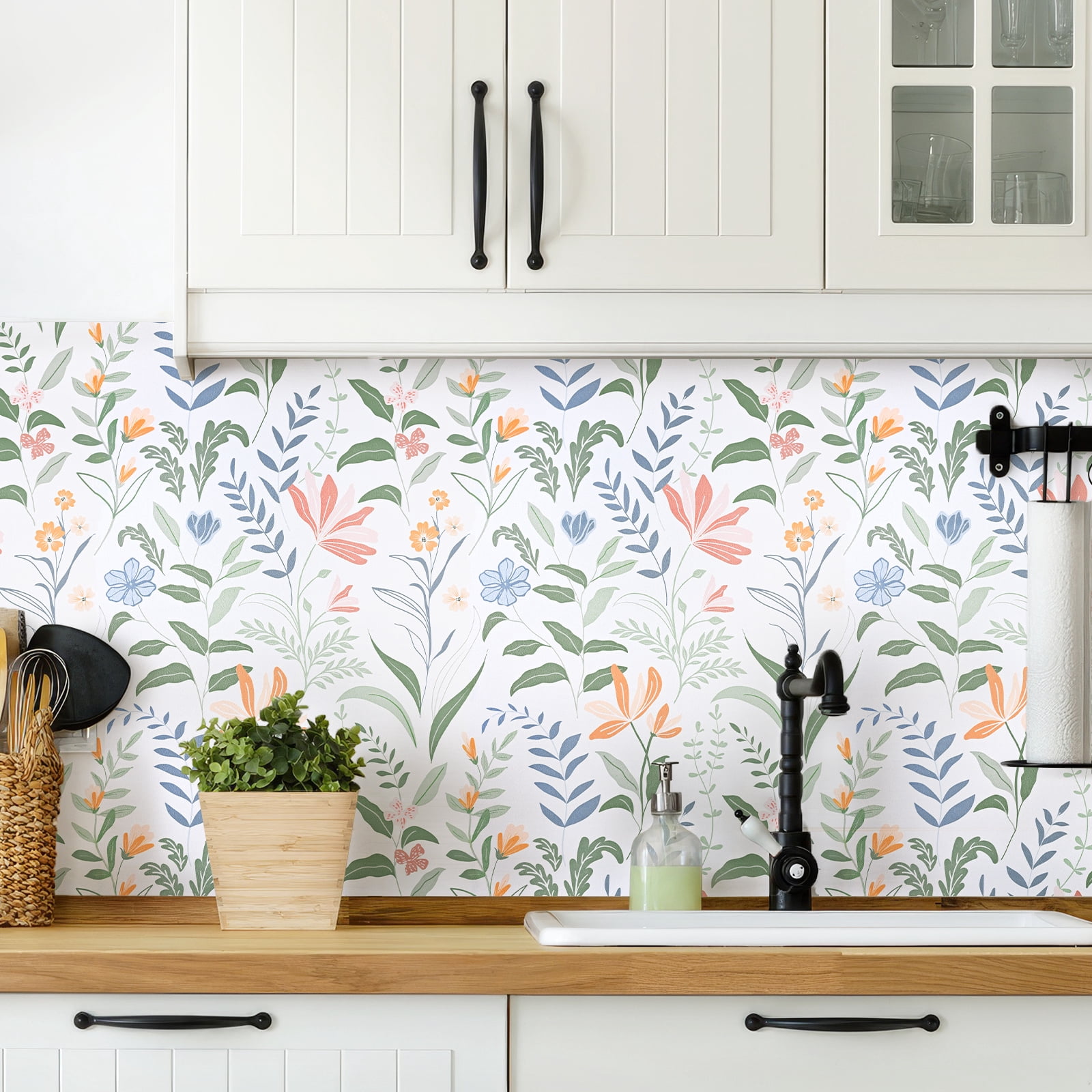 DAZLUTE Peel and Stick Adhesive Wallpaper Green Contact Paper Removable Wall Paper,17.72" x 394"