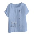 thumbnail image 4 of Hauts d'Été pour Femmes DYTTDG T-Shirt Mode Imprimé Grande Taille Col Rond Manches Courtes Blouse Décontractée Ample Hauts pour Femmes Liquidation Moins de 10 Bleu Clair,TG, 4 of 4
