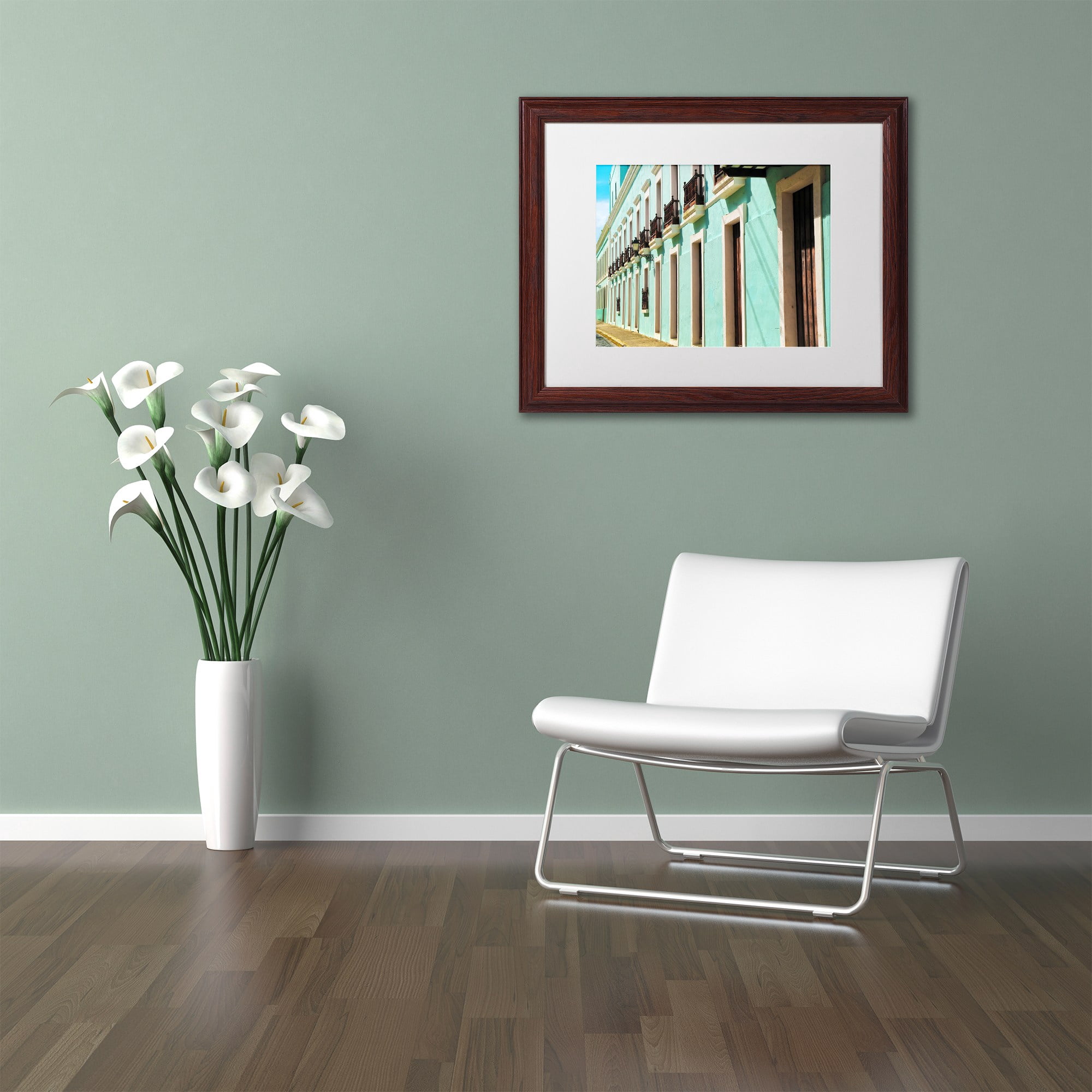 Trademark Fine Art "Old San Juan 2" Canvas Art by CATeyes, White Matte, Wood Frame