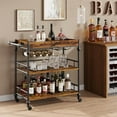 thumbnail image 7 of IDEALHOUSE Bar Cart, Bar Carts for The Home, 3 Tier Bar Cart with Wheels, Portable Home Bar & Serving Carts, Rolling Cart with Wine Rack and Removable Tray for Living Room, Kitchen, 7 of 7