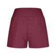 thumbnail image 6 of ZHYou High Waist Shorts for Women Smocked Waistband Casual Loose Fit Linen 5 Inch Summer Pull On Shorts with Pockets,Wine,Size 3XL, 6 of 9