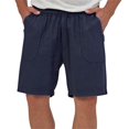 thumbnail image 2 of JUNWELL BLVB Cotton Linen Shorts for Men Casual Solid Color Drawstring Elastic Waist Summer Beach Shorts with Pockets, 2 of 9