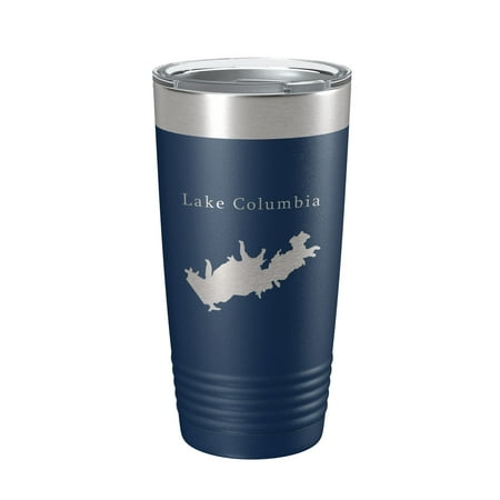 

Lake Columbia Map Tumbler Travel Mug Insulated Laser Engraved Coffee Cup Arkansas 20 oz Navy Blue