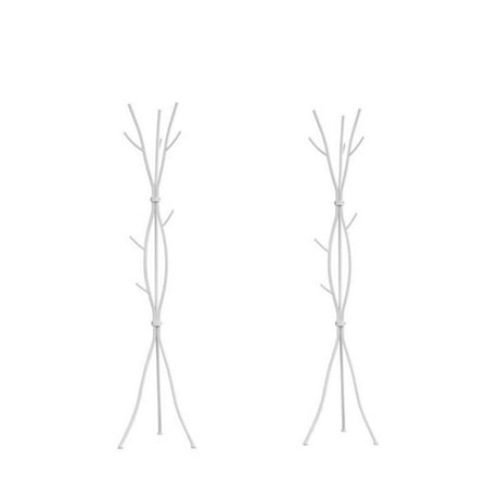 Home Square 2 Piece Metal Coat Rack Set in White