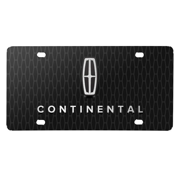 Lincoln Continental 3D Logo on Front Grill Pattern Black Acrylic License Plate
