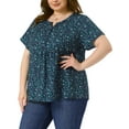 thumbnail image 5 of Agnes Orinda Women's Plus Size Peplum Tops Floral Half Placket Short Sleeves Casual Blouses 4X Dark Blue, 5 of 7