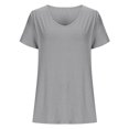 thumbnail image 4 of Mittory Women Casual Deep V Neck T Shirts Summer Short Sleeve Fashion Loose Solid Color Tops Tee, 4 of 6