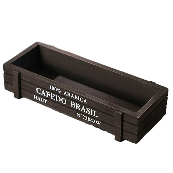 Black Mini Wooden Planter Box For Succulents Cacti Rustic Rectangle Pot For Home Office Decor Black