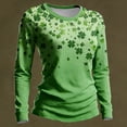 thumbnail image 2 of Wang6 St Patricks Day Shirt for Womens Plus Size Long Sleeve Irish Shamrock Printed Tops T-Shirt Causal Crew Neck Saint Graphic Tees Green M, 2 of 3