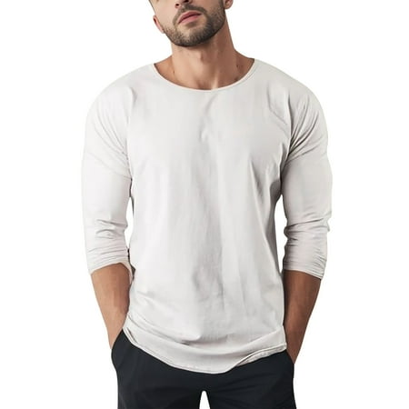XINSDOAKK Tshirts Shirts for Men Slim Fit Men s Long Sleeve Fishing Shirts UV Sun Protection Tee Tops for Outdoors Running Workout (White L)