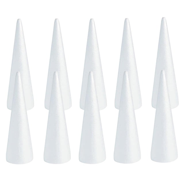 Luzkey 10Pcs Craft Foam Cones Foam Tree Cones Handmade Decorations Polystyrene Cones for Festival Wedding Party Celebration Modeling 7cmx2.3cm