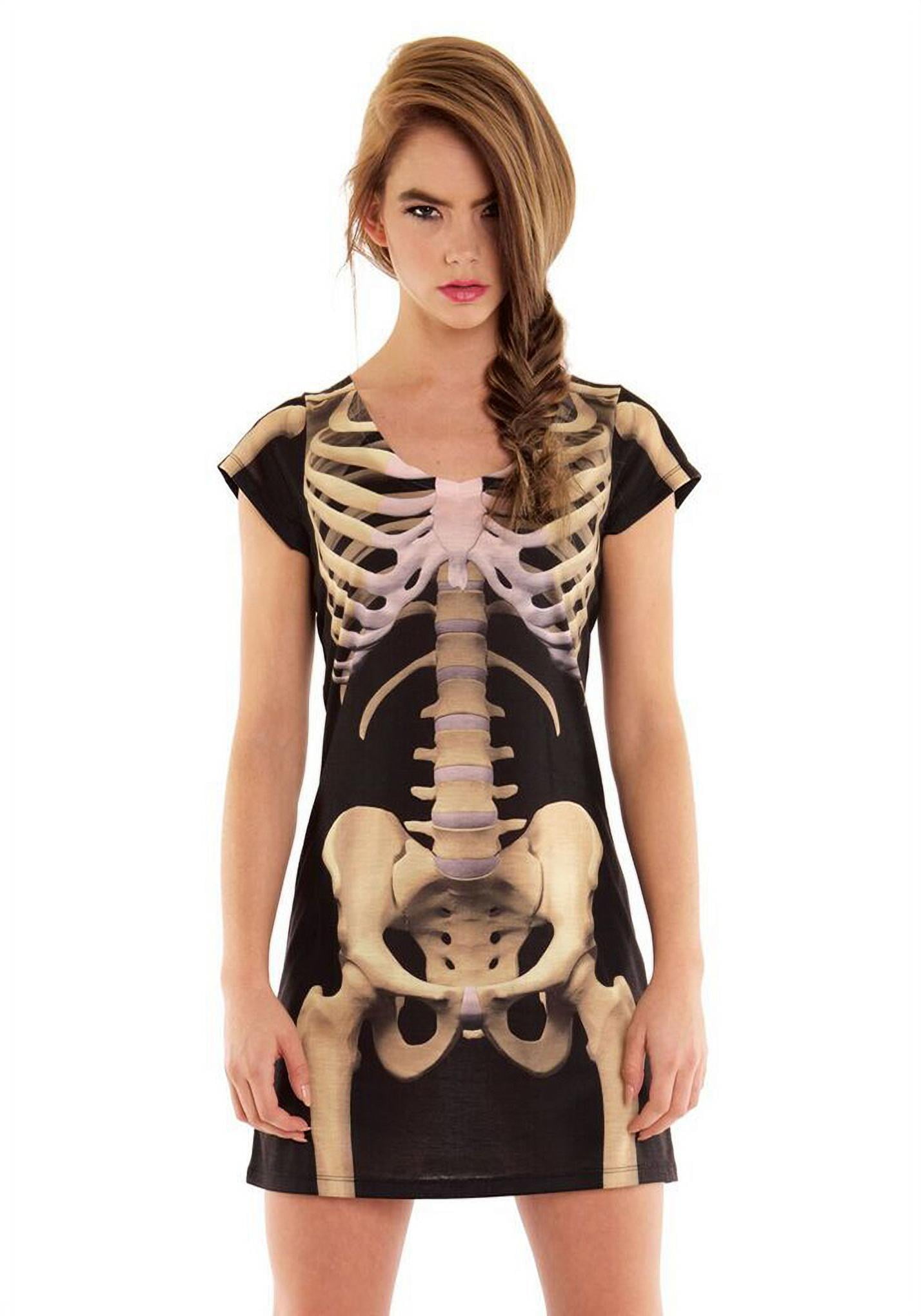 womens skeleton t shirt dress